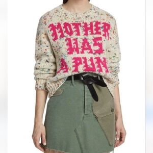 MOTHER Confetti Alpaca Blend Graphomen's Multicolor Graphic Sweater Retail $475